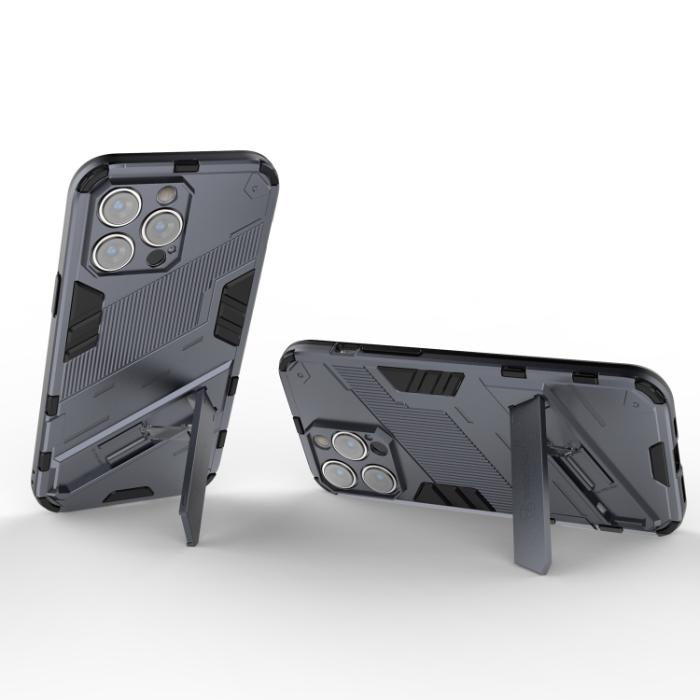 Bild 4,  iPhone 14 Pro Skal Hybrid Med Kickstand Grå - Teknikhallen.se