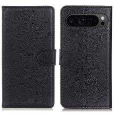  Google Pixel 10/10 Pro/9/9 Pro Fodral Litchi L&auml;der Svart - Teknikhallen.se