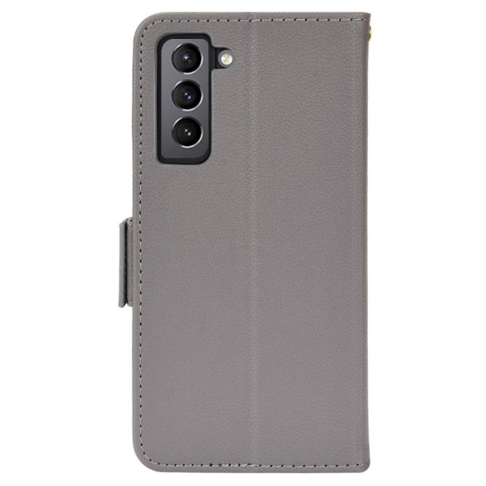 Bild 3,  Samsung Galaxy S22 Plus Fodral Litchi Textur Grå - Teknikhallen.se