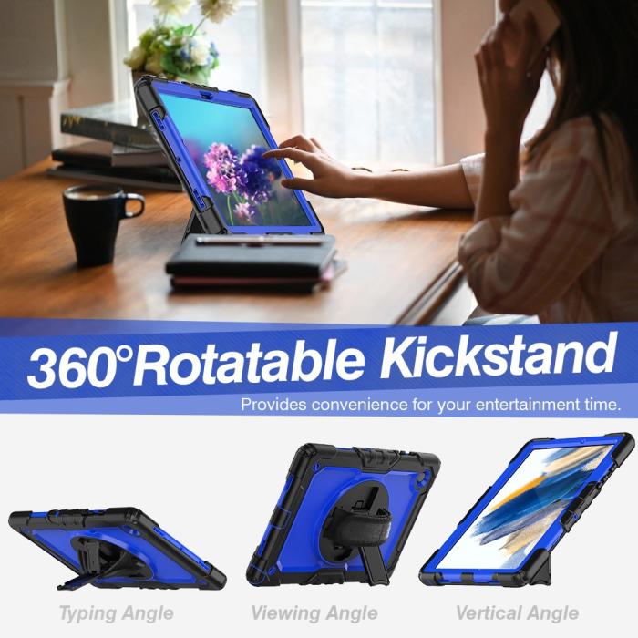 Bild 2,  Galaxy Tab A8 10.5 Skal Shockproof Hybrid Kickstand Strap - Teknikhallen.se