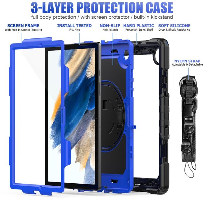 Bild 3,  Galaxy Tab A8 10.5 Skal Shockproof Hybrid Kickstand Strap - Teknikhallen.se