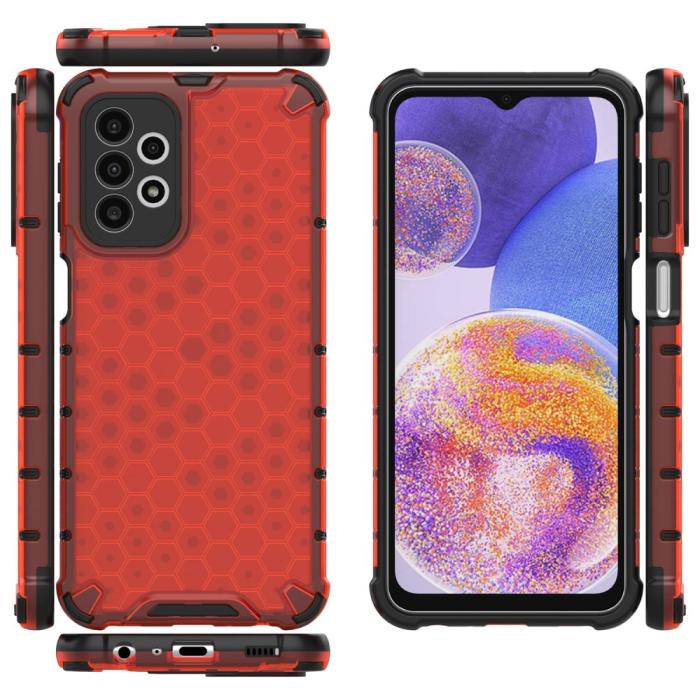 Bild 5,  Samsung Galaxy A23 5G Skal Honeycomb Shockproof Röd - Teknikhallen.se