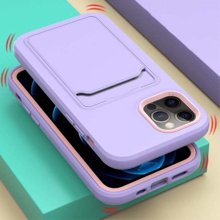 Bild 6,  iPhone 13 - Hybrid Skal Med Kortfack - Röd/Blå - Teknikhallen.se