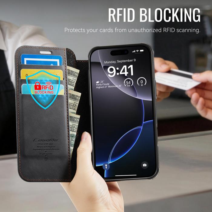 Bild 4, CASEME CASEME iPhone 16 Pro Skal RFID Plånbok Svart - Teknikhallen.se
