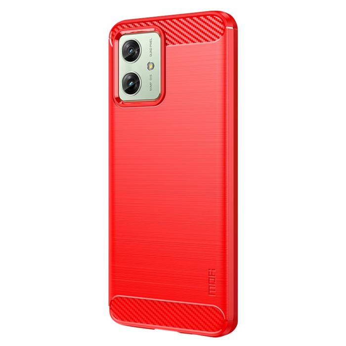 Bild 2, MOFI MOFI Motorola Moto G54 5G Skal Borstad Stål Textur Röd - Teknikhallen.se