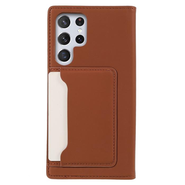 Bild 3,  Samsung Galaxy S22 Ultra Fodral Flip Läder Med Kortfack Brun - Teknikhallen.se