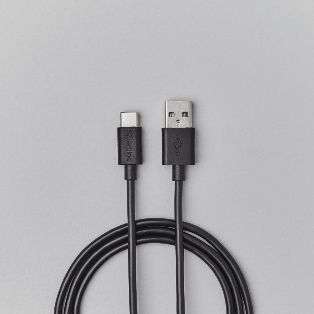 Smartline Smartline 1m 3A USB-C Laddningskabel Svart - Teknikhallen.se