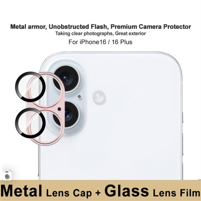 Bild 3, IMAK IMAK iPhone 16/16 Plus Linsskydd Rosa - Teknikhallen.se