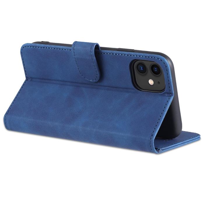 Bild 5, AZNS AZNS iPhone 12 / 12 Pro Fodral Läder Blå - Teknikhallen.se
