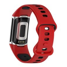  Fitbit Charge 6 / 5 Armband Silikon Tv&aring;f&auml;rgat R&ouml;d/Svart - Teknikhallen.se