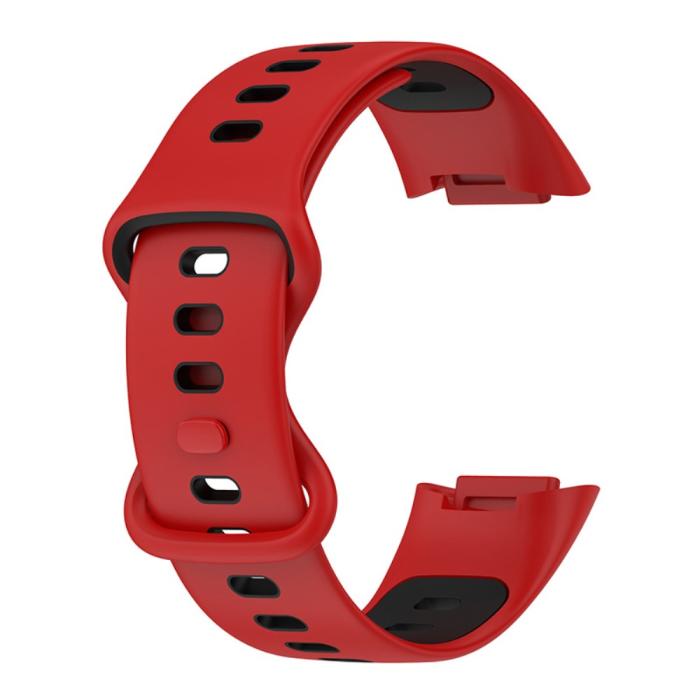 Bild 4,  Fitbit Charge 6 / 5 Armband Silikon Tvåfärgat Röd/Svart - Teknikhallen.se