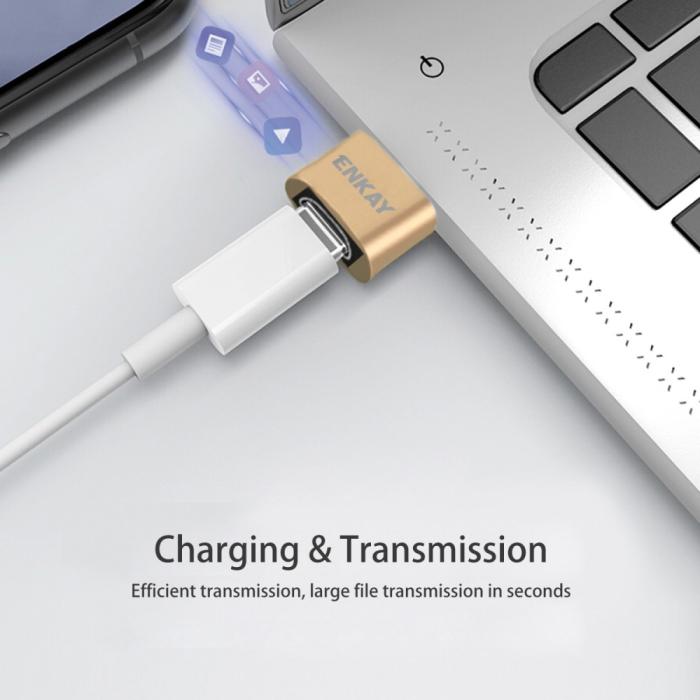 Bild 3, ENKAY ENKAY USB-A Till USB-C Adapter Svart - Teknikhallen.se