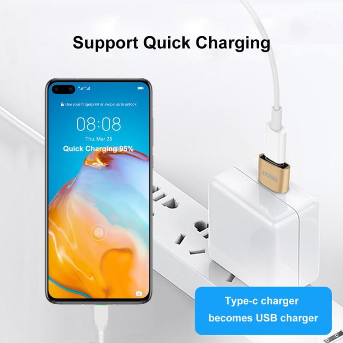 Bild 5, ENKAY ENKAY USB-A Till USB-C Adapter Svart - Teknikhallen.se