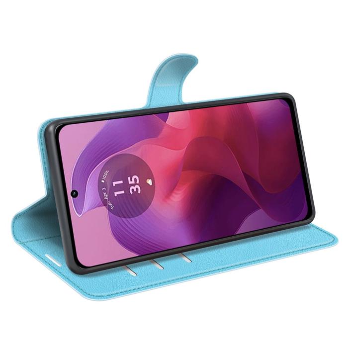 Bild 3,  Motorola Moto G04 4G/G24 4G Fodral Litchi Läder Ljus Blå - Teknikhallen.se