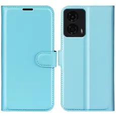  Motorola Moto G04 4G/G24 4G Fodral Litchi L&auml;der Ljus Bl&aring; - Teknikhallen.se