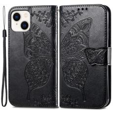  iPhone 15 Plus Fodral Med Fj&auml;ril Tryck Svart - Teknikhallen.se
