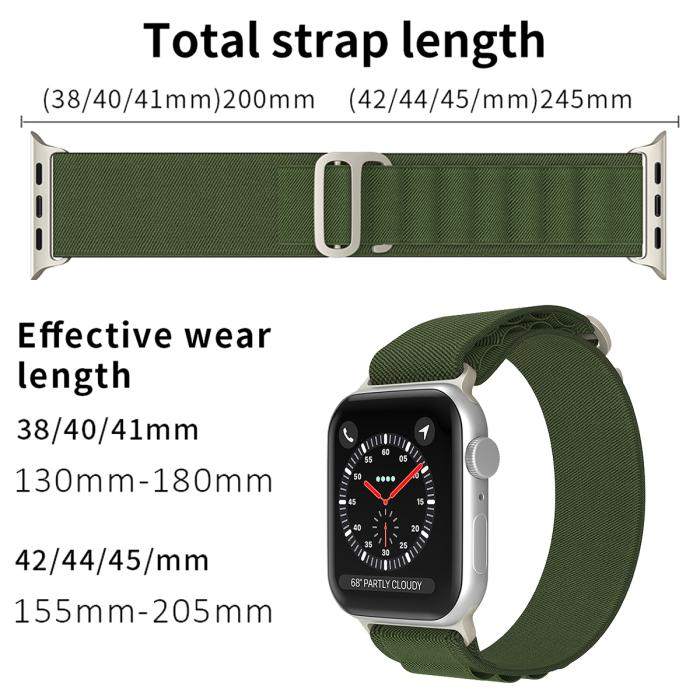 Bild 4, ColorPop Apple Watch 38/40/41/42 mm Armband Alpine Pro Loop Militär Grön - Teknikhallen.se