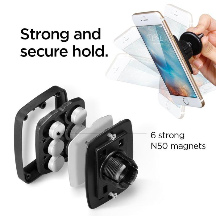 Bild 6, Spigen Spigen Magnetisk Mobilhållare För Ventilation Svart - Teknikhallen.se