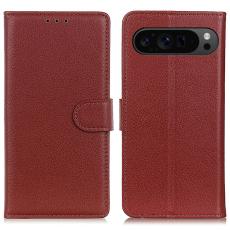  Google Pixel 10/10 Pro/9/9 Pro Fodral Litchi L&auml;der Brun - Teknikhallen.se