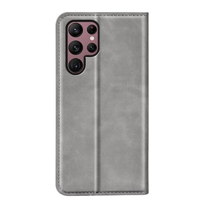 Bild 6,  Samsung Galaxy S23 Ultra Fodral Flip Skin Touch Grå - Teknikhallen.se