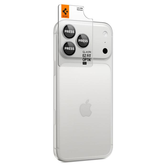 Bild 6, Spigen Spigen iPhone 18 Pro/18 Pro Max 2-PACK Linsskydd Optik Pro GLAS.tR 'Ez Fit' - Teknikhallen.se