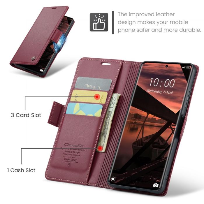 Bild 6, CASEME CASEME Redmi Note 14 Pro/Pro Plus 5G Fodral RFID Läder Röd - Teknikhallen.se