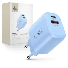 Tech-Protect Tech-Protect 20W V&auml;ggladdare PD QC3.0 USB-C / USB-A Baby Blue - Teknikhallen.se