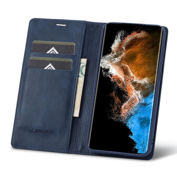 Bild 2, LC.IMEEKE LC.IMEEKE Galaxy S23 Fodral Flip Läder Blå - Teknikhallen.se
