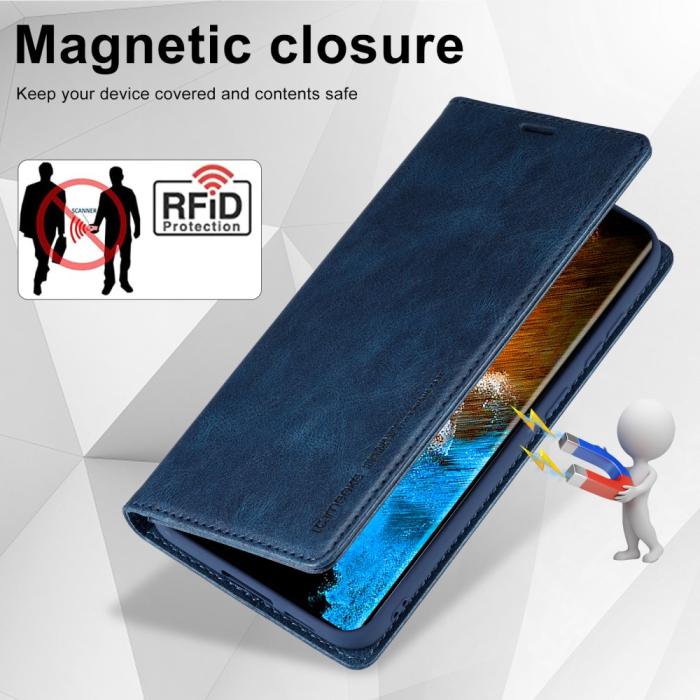 Bild 6, LC.IMEEKE LC.IMEEKE Galaxy S23 Fodral Flip Läder Blå - Teknikhallen.se