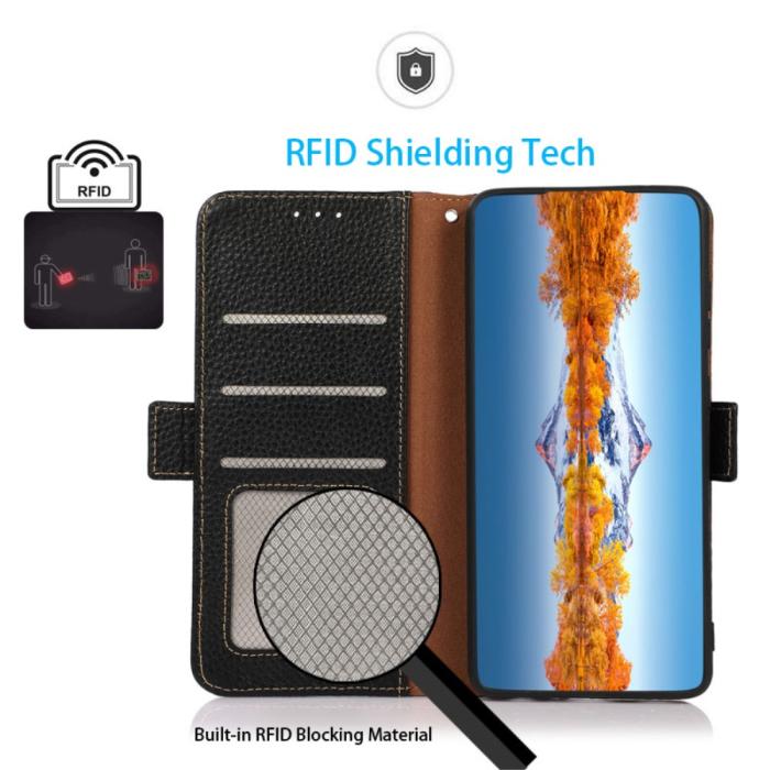 Bild 2, KHAZNEH KHAZNEH Xiaomi 14 Ultra Fodral RFID Litchi Äkta Läder Svart - Teknikhallen.se