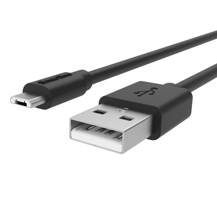 Bild 2, Smartline Smartline 2m Micro USB Laddningskabel Svart - Teknikhallen.se