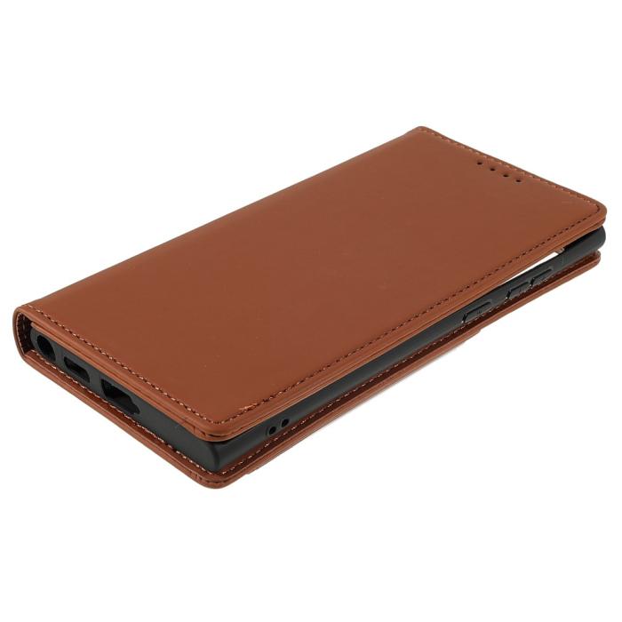 Bild 4,  Samsung Galaxy S22 Ultra Fodral Flip Läder Med Kortfack Brun - Teknikhallen.se