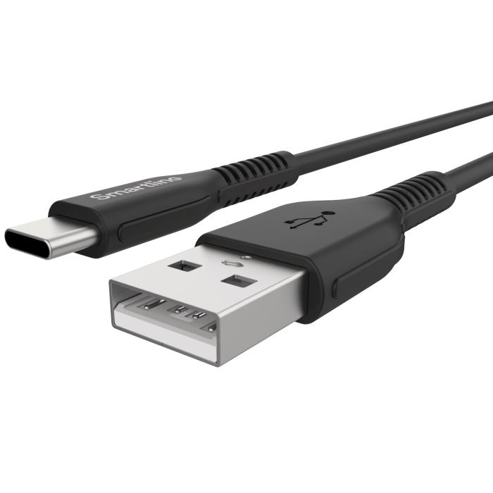 Bild 2, Smartline Smartline 2m 3A USB-C Nylon Laddningskabel Svart - Teknikhallen.se