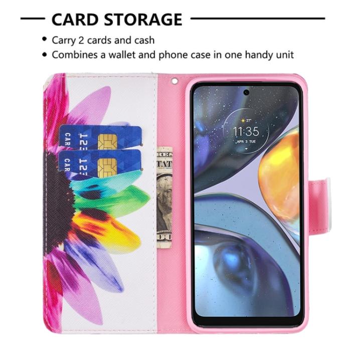 Bild 5,  Motorola Moto G22 Fodral Tryck Sun Flower - Teknikhallen.se