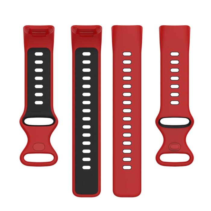 Bild 5,  Fitbit Charge 6 / 5 Armband Silikon Tvåfärgat Röd/Svart - Teknikhallen.se