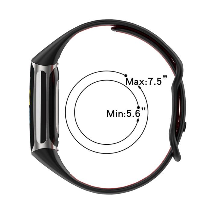 Bild 6,  Fitbit Charge 6 / 5 Armband Silikon Tvåfärgat Röd/Svart - Teknikhallen.se