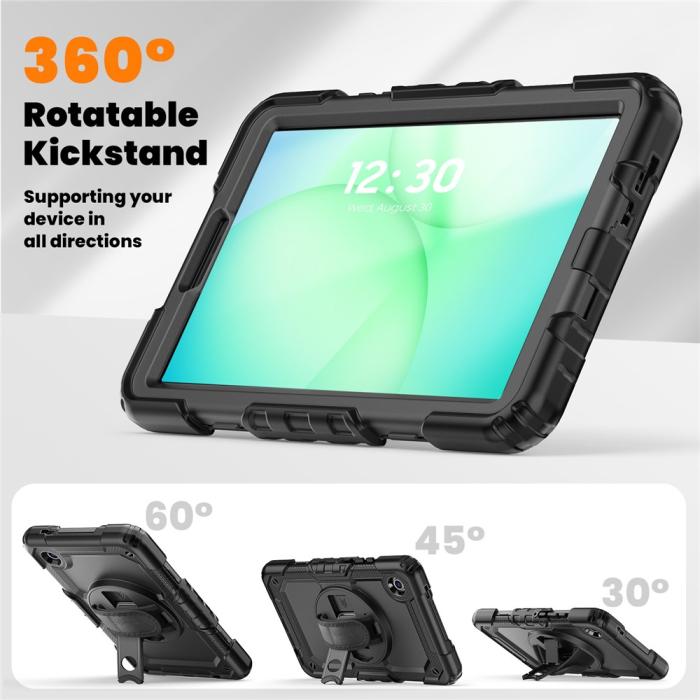 Bild 6,  Galaxy Tab A11/A9 Skal 360 Shockproof Hybrid Kickstand Svart - Teknikhallen.se