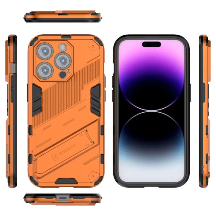 Bild 5,  iPhone 14 Pro Skal Hybrid Med Kickstand Orange - Teknikhallen.se