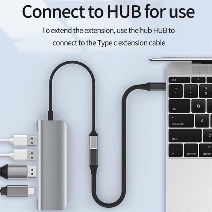Bild 5,  3m USB-C Förlängningskabel PD 100W 5A Kabel Svart - Teknikhallen.se