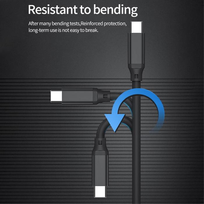 Bild 6,  3m USB-C Förlängningskabel PD 100W 5A Kabel Svart - Teknikhallen.se