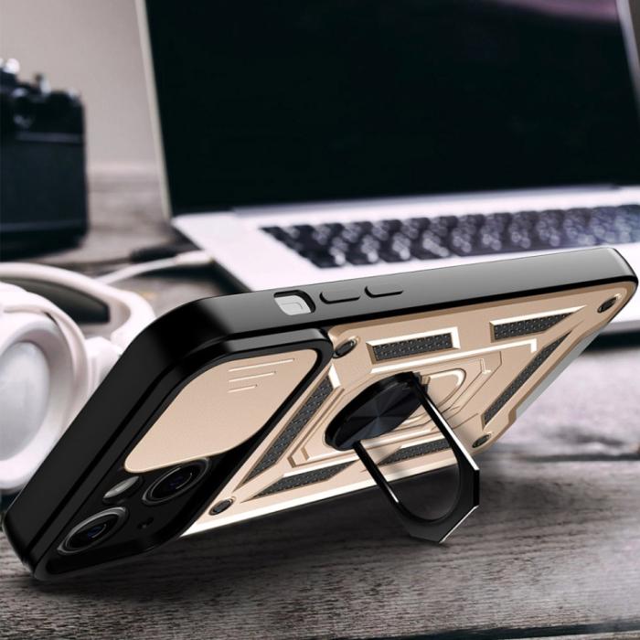 Bild 5,  iPhone 14 Skal Armor Hybrid Ring CamShield Guld - Teknikhallen.se