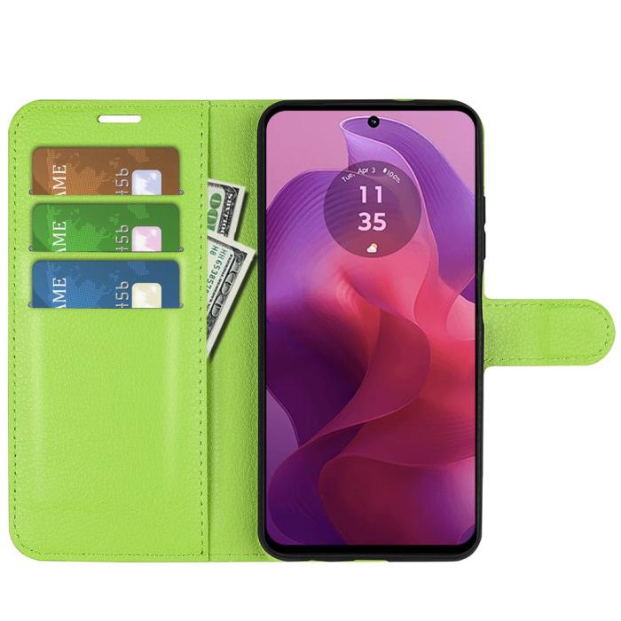Bild 2,  Motorola Moto G04 4G/G24 4G Fodral Litchi Läder Grön - Teknikhallen.se