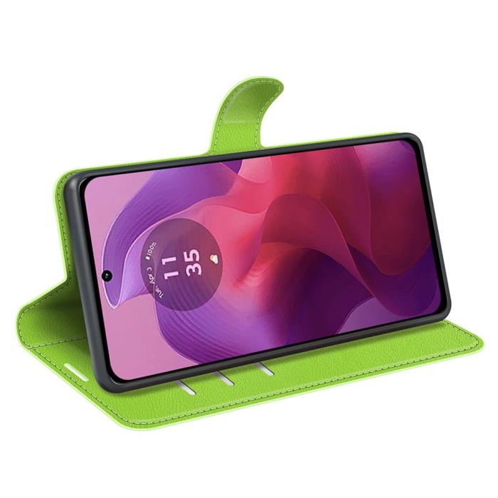 Bild 3,  Motorola Moto G04 4G/G24 4G Fodral Litchi Läder Grön - Teknikhallen.se