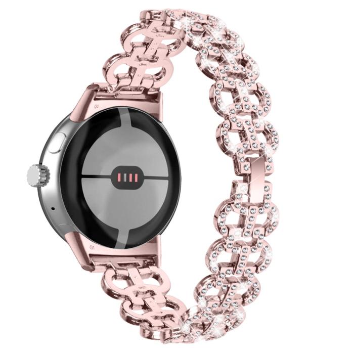 Bild 3,  Google Pixel Watch/Pixel Watch 2 Metal Bling Armband Roséguld - Teknikhallen.se