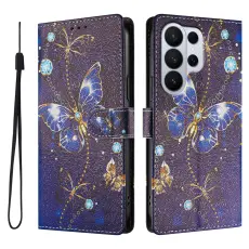  Samsung Galaxy S26 Ultra Fodral Med Tryck Bl&aring; Fj&auml;ril - Teknikhallen.se