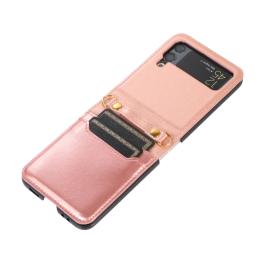  Galaxy Z Flip 3 Skal Solid Läder 2 Kortfack Roséguld - Teknikhallen.se