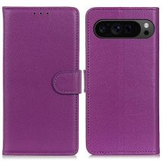  Google Pixel 10/10 Pro/9/9 Pro Fodral Litchi L&auml;der Lila - Teknikhallen.se