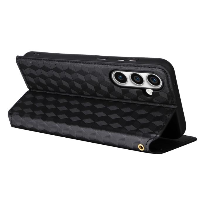 Bild 4,  Samsung Galaxy S24 FE Fodral Läder Rhombus Svart - Teknikhallen.se