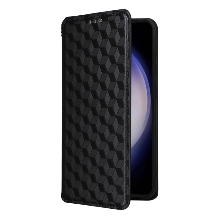 Bild 5,  Samsung Galaxy S24 FE Fodral Läder Rhombus Svart - Teknikhallen.se