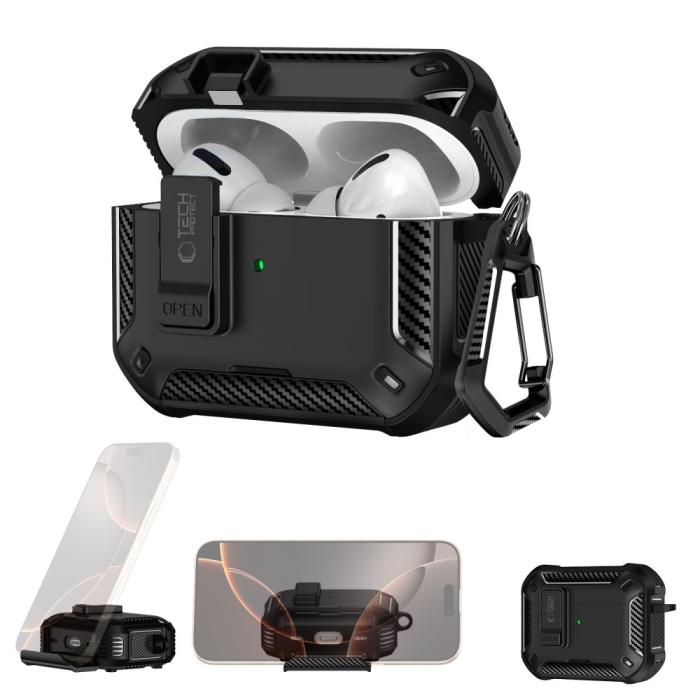 Bild 2, Tech-Protect Tech-Protect AirPods Pro 3 Skal MagSafe Carbonox Svart - Teknikhallen.se